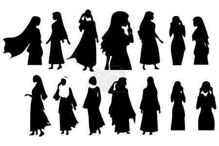 Téléchargez les illustrations : Femme musulmane en hijab mode silhouette vecteur - en licence libre de droit