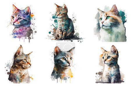 Ilustración de Acuarela gato vector ilustración - Imagen libre de derechos