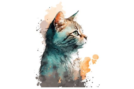 Téléchargez les illustrations : Illustration vectorielle de chat aquarelle - en licence libre de droit