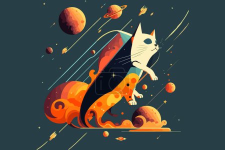Space cat vector illustration