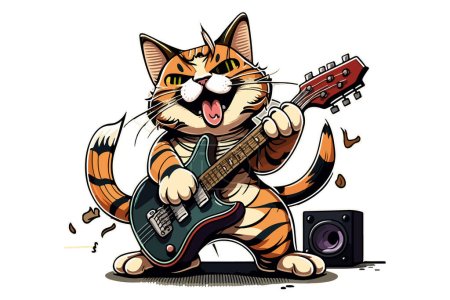 Ilustración de Gato tocando la guitarra vector ilustración - Imagen libre de derechos