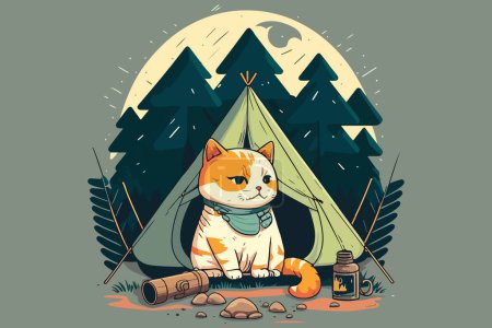 Cat Camping illustration vectorielle
