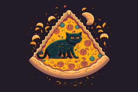 Téléchargez les illustrations : Illustration vectorielle Cat Pizza - en licence libre de droit