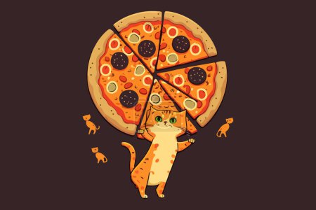 Téléchargez les illustrations : Illustration vectorielle Cat Pizza - en licence libre de droit
