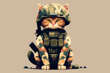 Ilustración de Soldado gato vector ilustración - Imagen libre de derechos