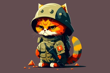 Ilustración de Soldado gato vector ilustración - Imagen libre de derechos