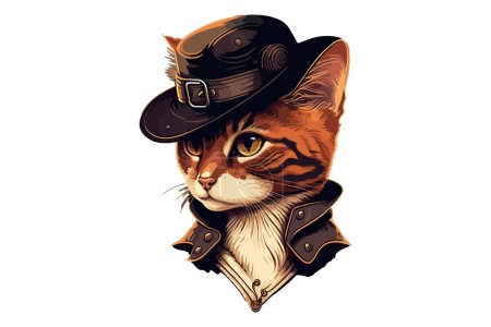 Ilustración de Cat Usando una ilustración de vector de sombrero - Imagen libre de derechos
