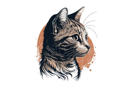 Tatouage chat illustration vectorielle noir et blanc