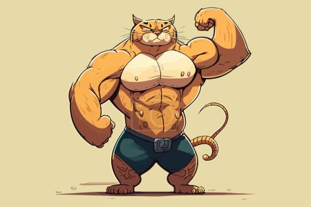 Bodybuilding Cat vector illustration