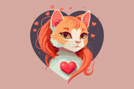 Cat Valentine Vektor Illustration