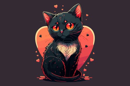 Téléchargez les illustrations : Illustration vectorielle Cat Valentine - en licence libre de droit