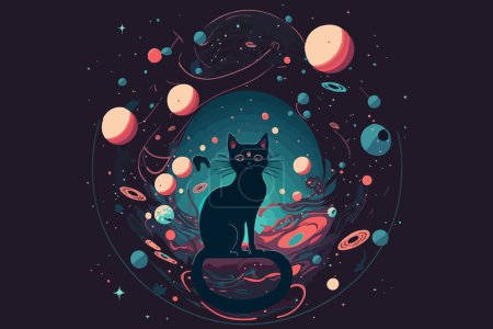 Téléchargez les illustrations : Illustration vectorielle Cat Galaxy - en licence libre de droit