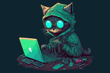 Téléchargez les illustrations : Illustration vectorielle de pirate chat - en licence libre de droit