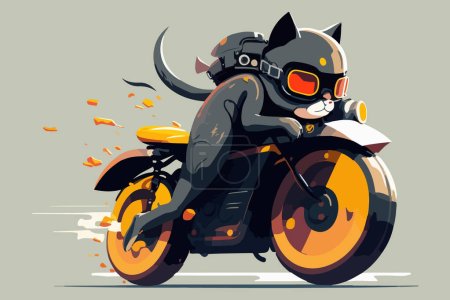 Cat riding a motorcycle vector illustration