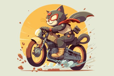 Katze reitet auf einem Motorrad Vektor Illustration