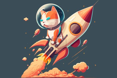 Ilustración de Gato montando un cohete vector ilustración - Imagen libre de derechos