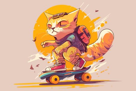 Ilustración de Gato montando un skateboard vector ilustración - Imagen libre de derechos