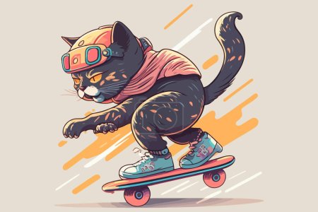 Ilustración de Gato montando un skateboard vector ilustración - Imagen libre de derechos