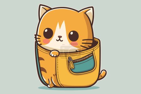 Téléchargez les illustrations : Illustration vectorielle chat dans la poche - en licence libre de droit