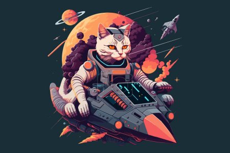 Ciencia ficción gato vector ilustración