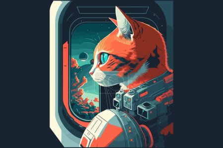 Ciencia ficción gato vector ilustración