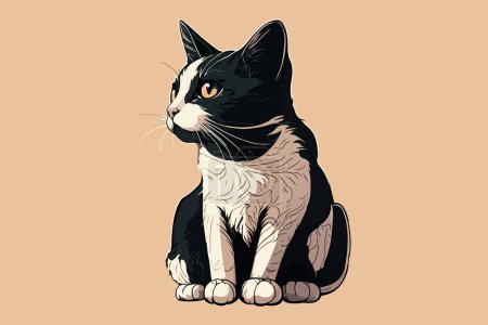 Téléchargez les illustrations : Illustration vectorielle de style manga chat - en licence libre de droit