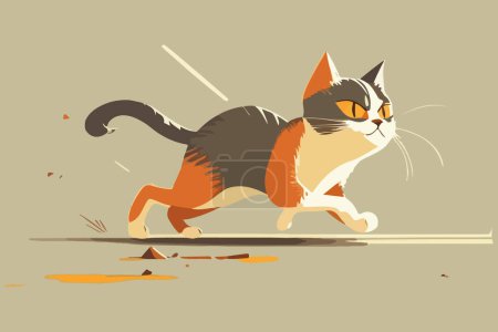 Téléchargez les illustrations : Illustration vectorielle Cat running - en licence libre de droit