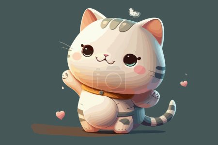 Ilustración de Gato kawaii personaje de dibujos animados vector ilustración - Imagen libre de derechos