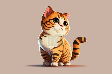 Téléchargez les illustrations : Illustration vectorielle de dessin animé personnage chat kawaii - en licence libre de droit