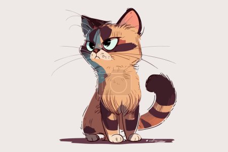 Illustration vectorielle de dessin animé personnage complet chat