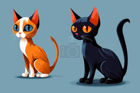 Téléchargez les illustrations : Illustration vectorielle de dessin animé personnage complet chat - en licence libre de droit
