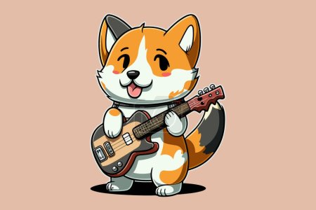 Ilustración de Perro tocando la guitarra vector ilustración - Imagen libre de derechos