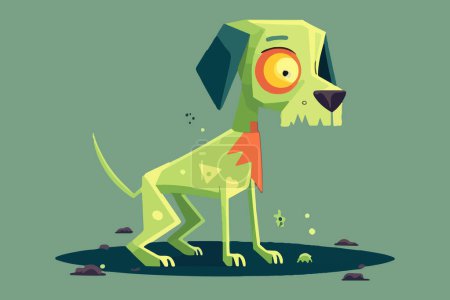 Téléchargez les illustrations : Illustration vectorielle zombie chien - en licence libre de droit