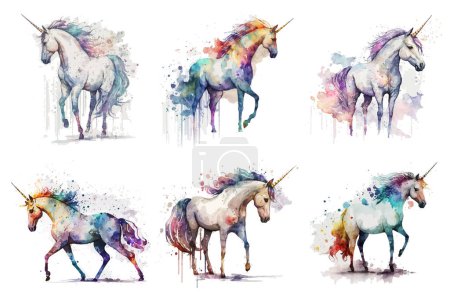 Watercolor Unicorn Vector Illustration