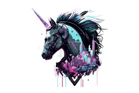 Ilustración de Unicornio Cyberpunk Vector Ilustración - Imagen libre de derechos