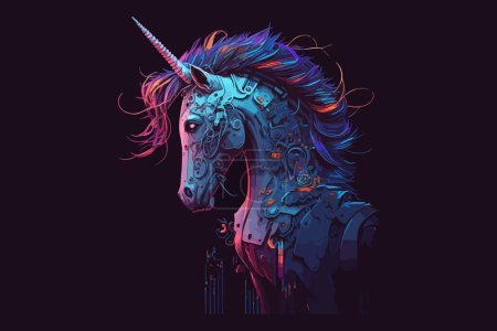 Unicorn Cyberpunk Vector Illustration