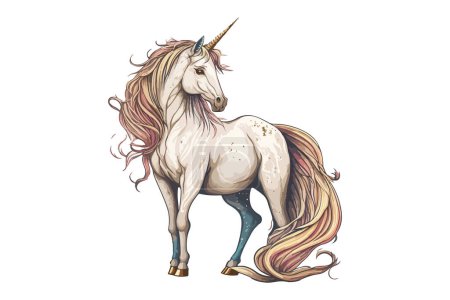 Unicorn Manga Style Vector Illustration