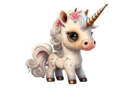 Personaje de dibujos animados de unicornio bebé Vector Ilustración