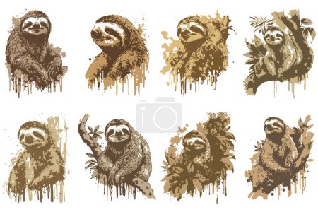 Illustration for Watercolor Sloth Vector Illustration - Royalty Free Image