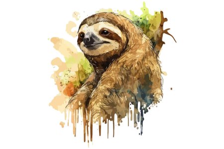 Watercolor Sloth Vector Illustration