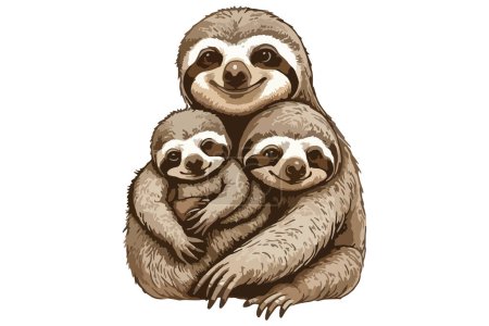Illustration for Sloth Family Vector Illustration - Royalty Free Image