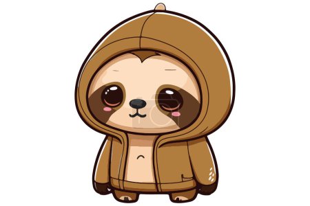 Illustration for Kawaii Sloth Game Style Cartoon - Royalty Free Image