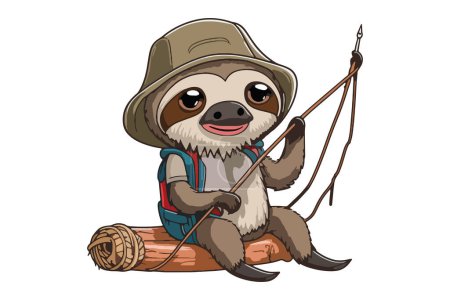 Illustration for Sloth Fisherman Vector Illustration - Royalty Free Image