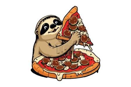 Téléchargez les illustrations : Vecteur de pizza manger paresseux - en licence libre de droit