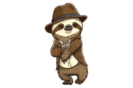 Illustration for Sloth Wears A Hat Vector Illustration - Royalty Free Image