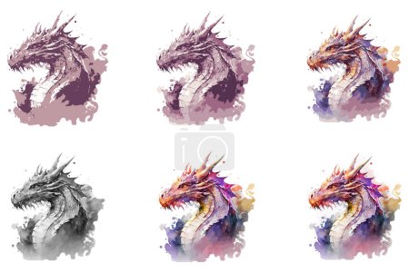 Watercolor dragon vector illustration