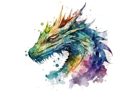 Illustration for Watercolor dragon vector illustration - Royalty Free Image