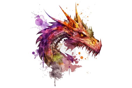 Illustration for Watercolor dragon vector illustration - Royalty Free Image