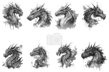 Ilustración de Acuarela dragón vector ilustración - Imagen libre de derechos