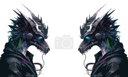 Ilustración de Dragón Cyberpunk Vector Ilustración - Imagen libre de derechos